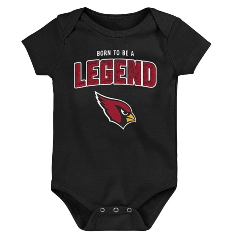 Nfl Arizona Cardinals Born To Be A Legend Short Sleeve Bodysuit In Black 6-9 mo